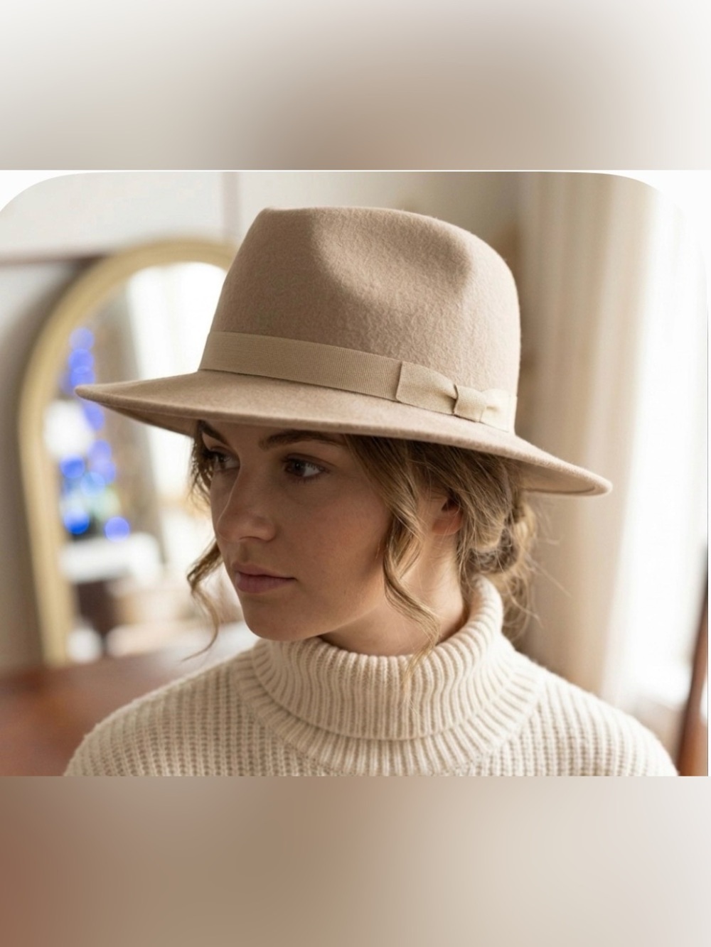 Italian Wool Fedora Tan Camel